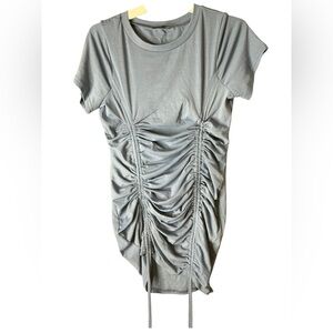 Stylish Gray Ruched Short Sleeve Tee